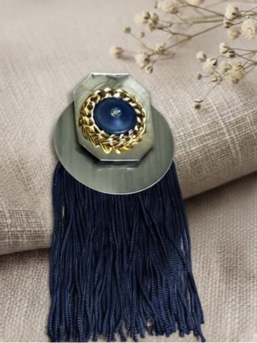 Handmade Mixed Metal Geometric Tassel Brooch – Avant Garde Statement Pin